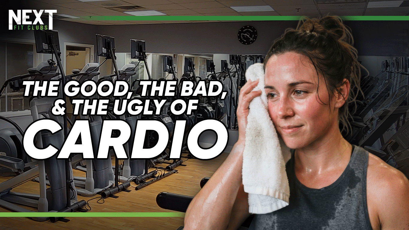 A member sweating, representing the good and bad benefits of cardiovascular exercise at NexT Fit Clubs.